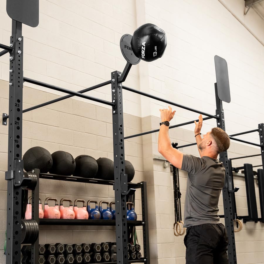 FORZA Cele kulkowe ścienne, pojedyncze i podwójne, wytrzymałe płyty stalowe do crossfitu i treningu funkcjonalnego, odporne na uderzenia, malowane proszkowo, na platformie lub na ścianie, oficjalne