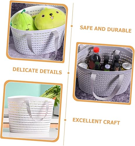 Miniatura 8 de Cesta de ducha portátil de 2 piezas, organizador de almacenamiento de baño de mano con diseño hueco versátil contenedor para lavandería dormitorio