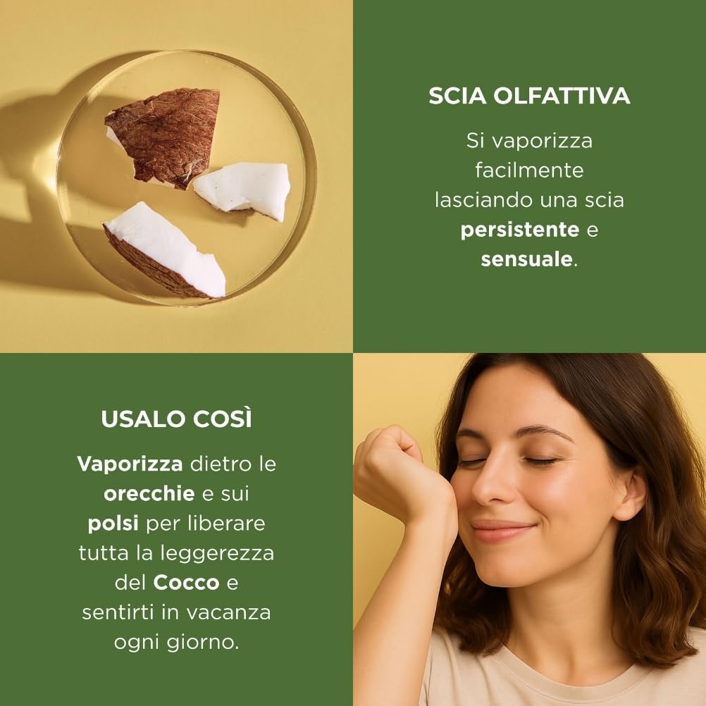 Bottega Verde - Eau de toilette Cocco - Profumi Donna - Profumo Vaniglia e Note Fiorite - Fragranza Esotica e Avvolgente - Parfum Donna Rinfrescante - Perfume Ideale per l’Estate - 30 ml