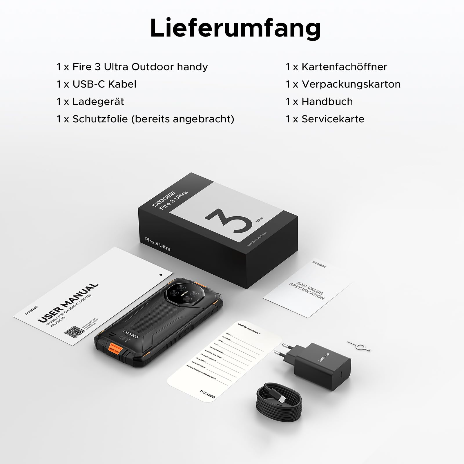 Fire 3 Ultra Android 15 AI Outdoor Mobile Phone Without Contract, 24GB + 256GB/2TB TF Outdoor Smartphone, 8350mAh 5.5 Inch HD+16MP Gemini AI + 20MP Night Vision Camera, NFC, Face ID, OTG