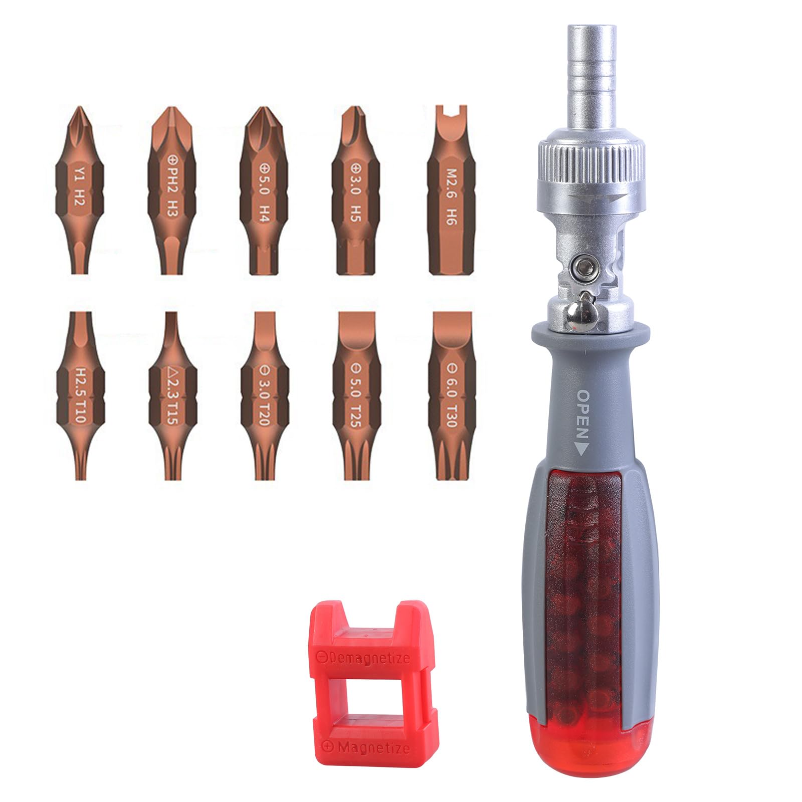 Msioytog Turnable Double Head Rotation Ratcheting Screwdriver 10 Bits Included 90 Degree Screwdriver For Household And Adjustable Rotation