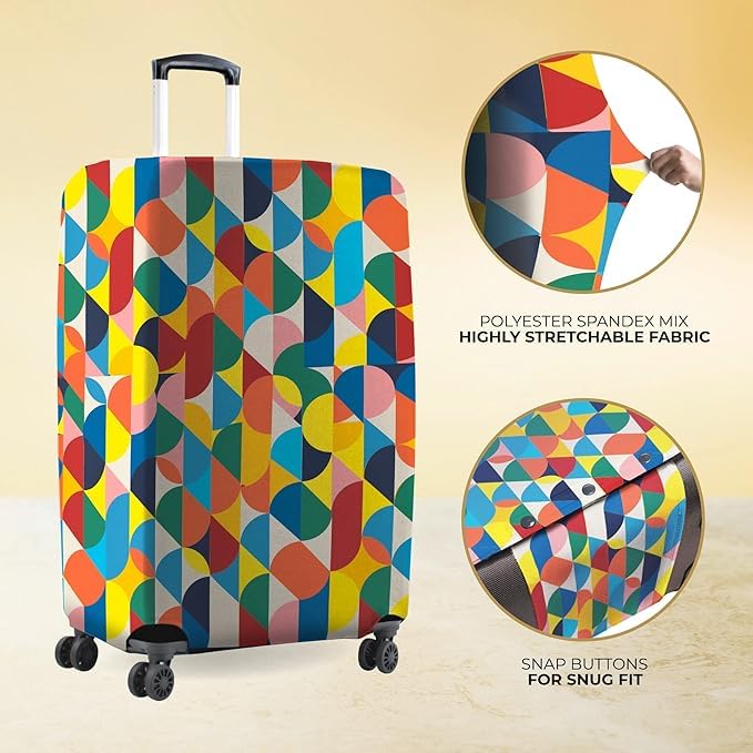 Image of Printed Luggage Cover for Traveling Bag & Suitcase - Stretchable & Scratchproof Trolley Protector with Velcro Lock & Lightweight Washable Material(Suitcase Bag Not Included, Only Cover in Product)