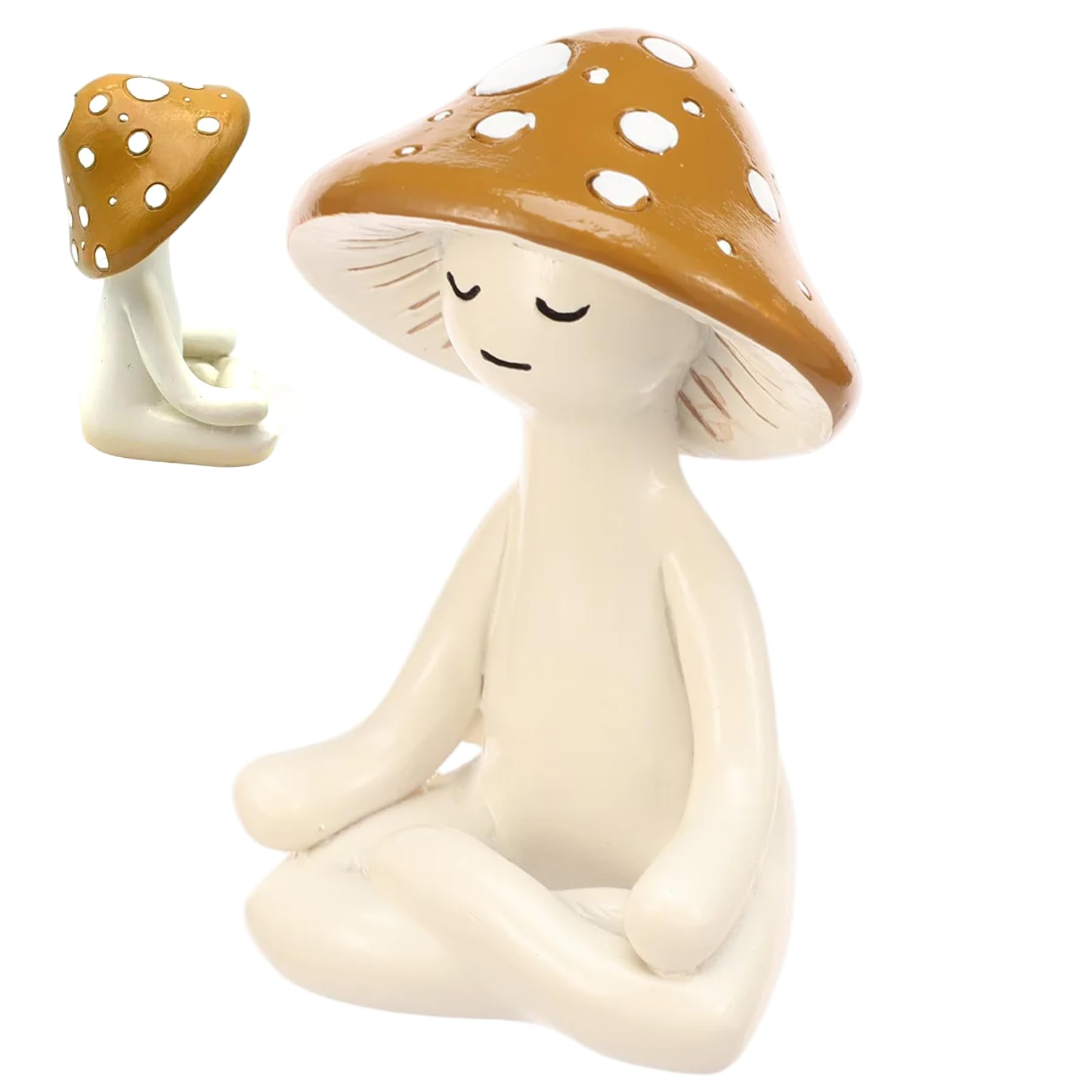 Uanqfegy Mushroom Figurines Meditation Statue – Zen Resin Figurine for Desk & Home Decor, Calming Yoga Decor for Living Room Office Garden