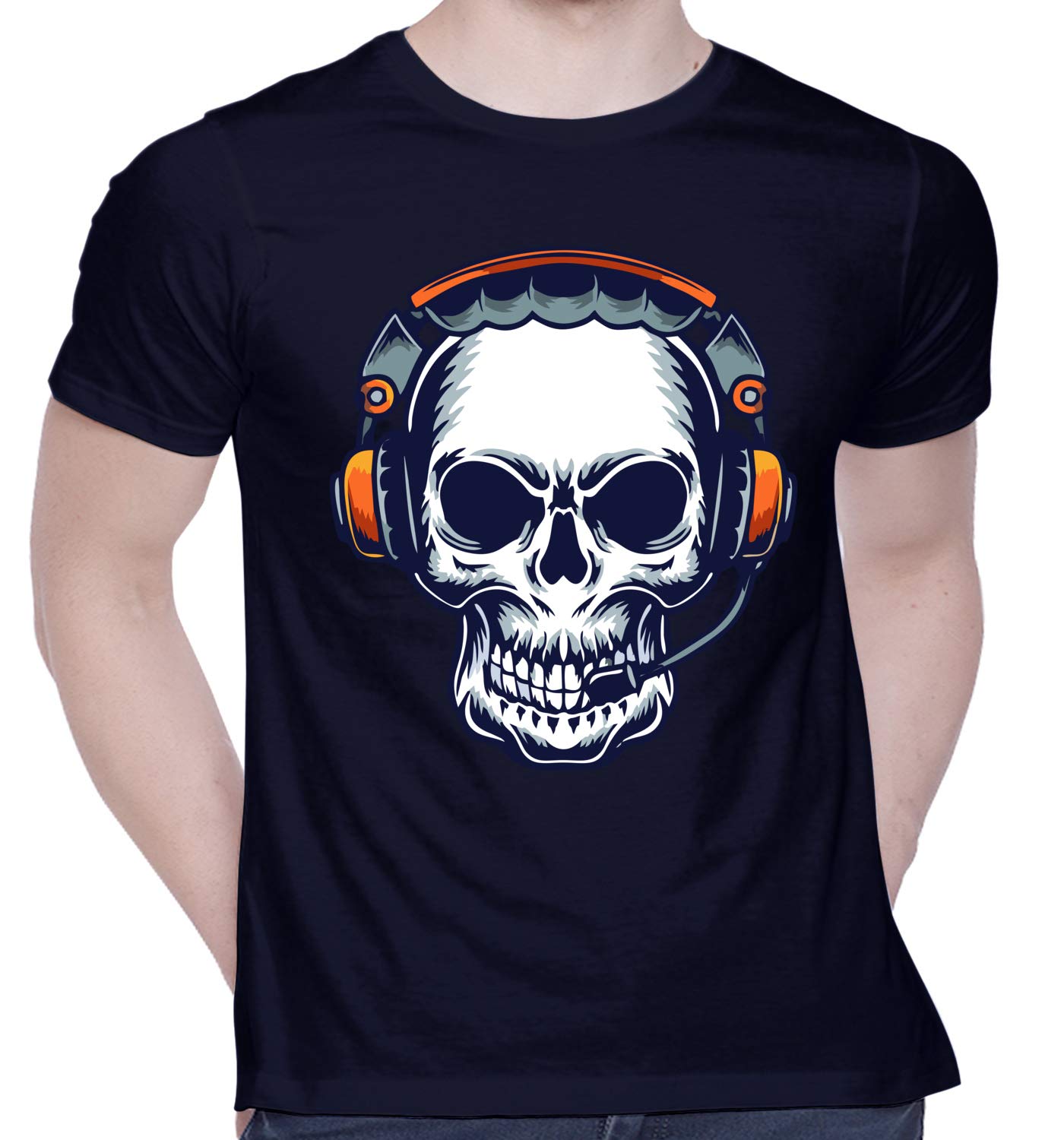 Graphic Printed T-Shirt for Unisex Skull Tshirt | Casual Half Sleeve Round Neck T-Shirt | 100% Cotton | D00589-543-image-20