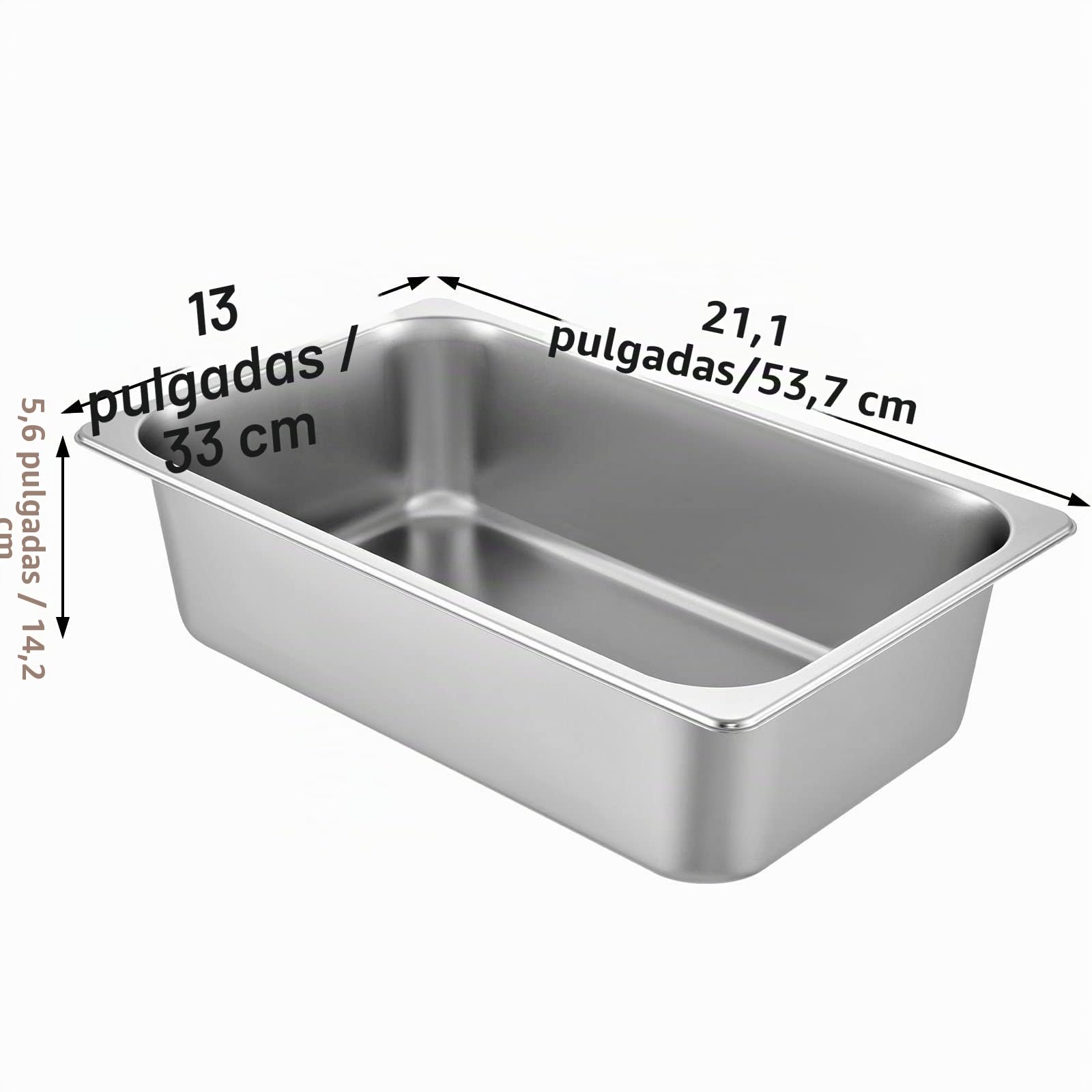 VEVOR Bandeja Rectangular de Acero Inoxidable, 50 x 30 x 15 CM, 6 Unidades Bandeja Honda Rectangular para Servir, Bandeja Profunda para Horno, Bandeja de Acero Inoxidable, Bandeja para Arroz al Vapor