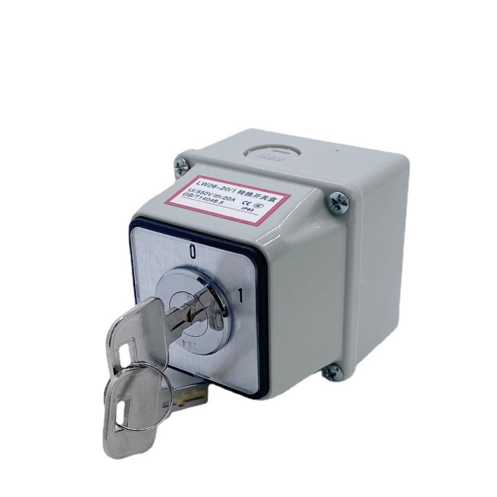 Interruptor de leva rotatorio de transferencia inversa con caja de bloqueo y llave LW26-20YS5/1M, 20 A, con corte de alimentación