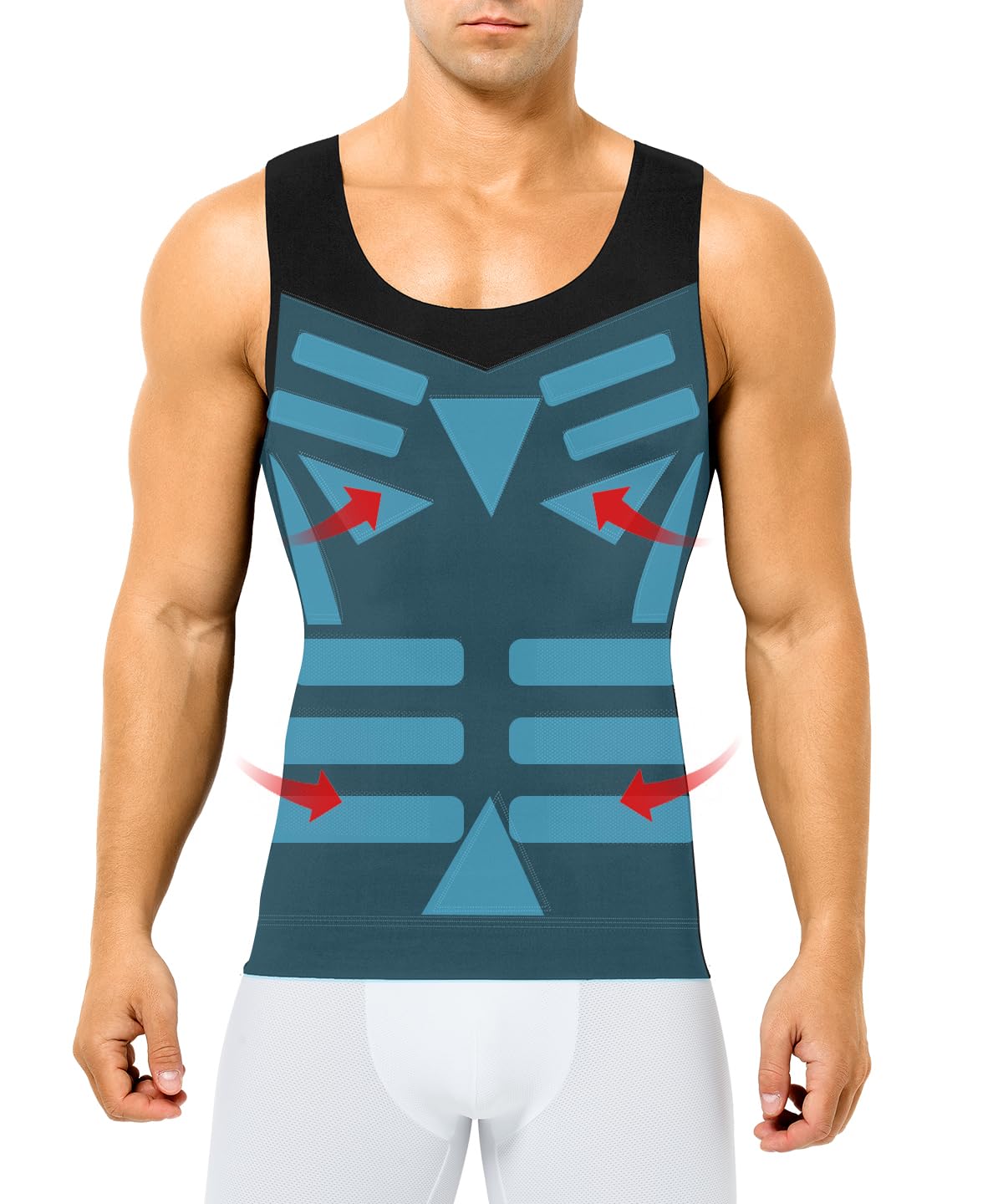 Casey Kevin Shapewear Herren Kompressionsshirt Tank Top Herren, Bauchweg Unterhemd Herren, Kompressionsunterwäsche Bauchweg Body Shaper Ärmellos Compression Shirt Unterhemd für Männer
