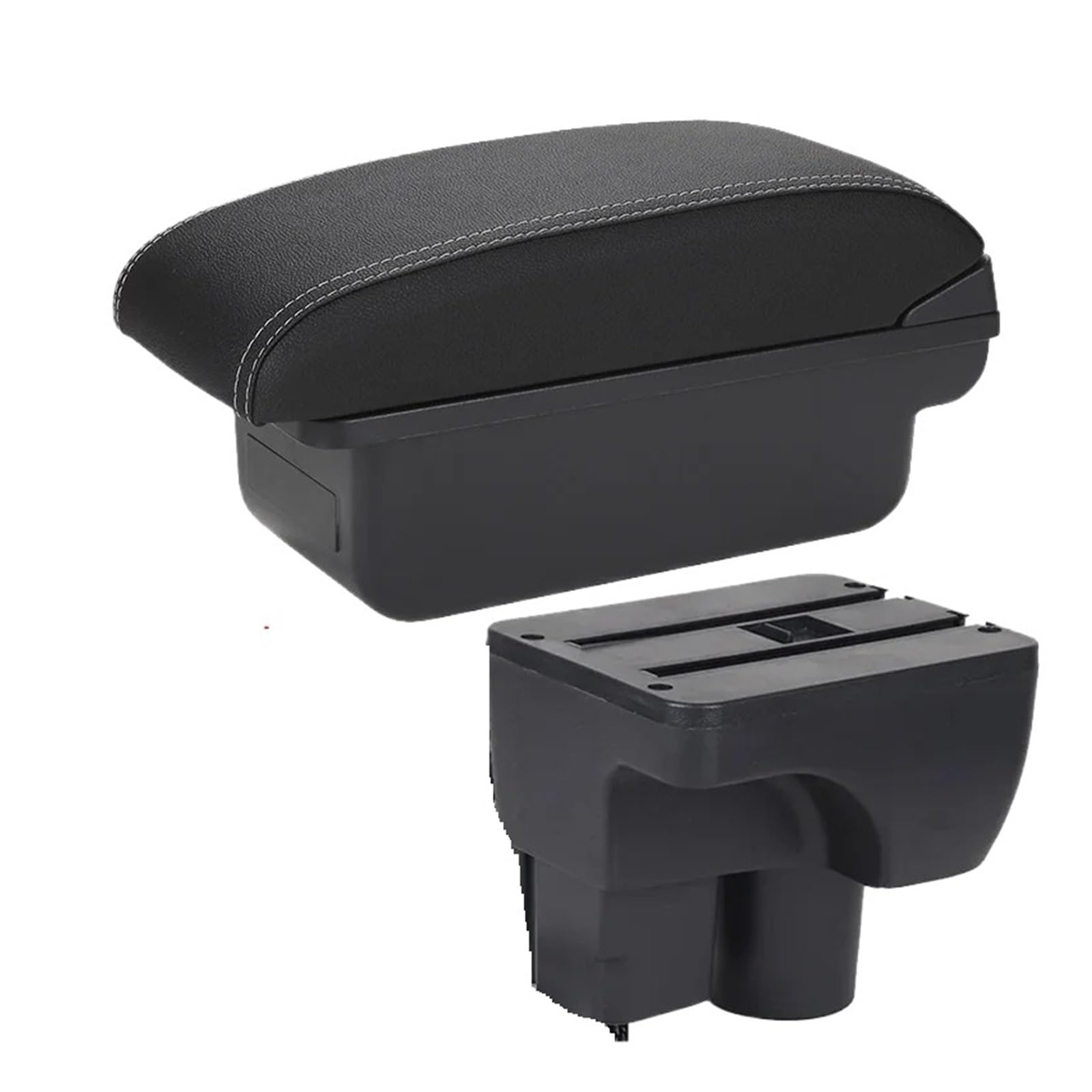 UMDJJU For Chevrolet For Sail For Aveo 3 2011-2023 Car Armrest Retrofit Parts Storage Box Decoration Accessorie Car Centre Console Armrest Box(C3 Black white NOUSB)
