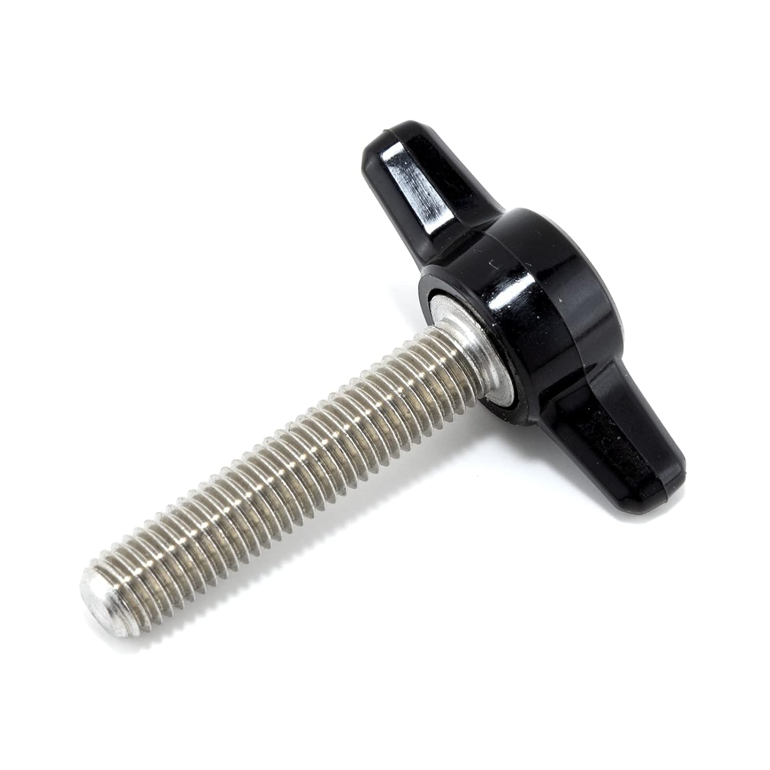1/4"-28 x 1-1/4" Thumb Screw Stainless Steel - Black Tee Wing Plastic Knob - Fine Thread Thumbscrew - Length: 1.250" - Proudly Built in USA - Package of (25)