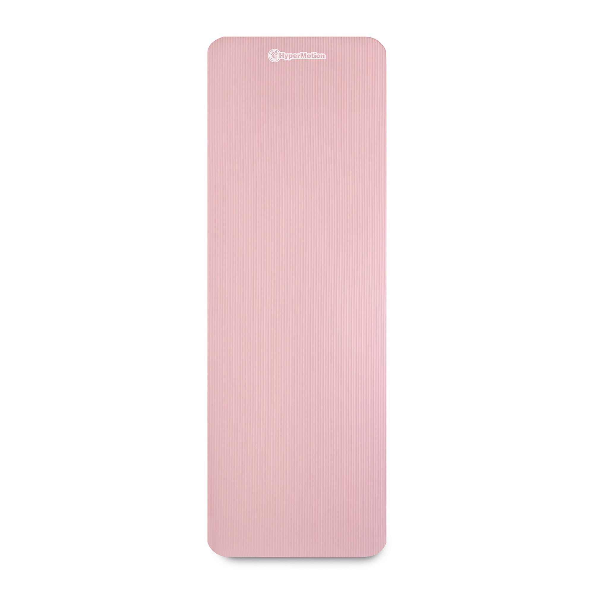 HyperMotion Mata do Ćwiczeń Fitness i Jogi NBR 183x61x0,8 cm Różowa, Antypoślizgowa, 8 mm, z Paskiem do Ćwiczeń i Przenoszenia, do Jogi, Pilatesu i Stretchingu