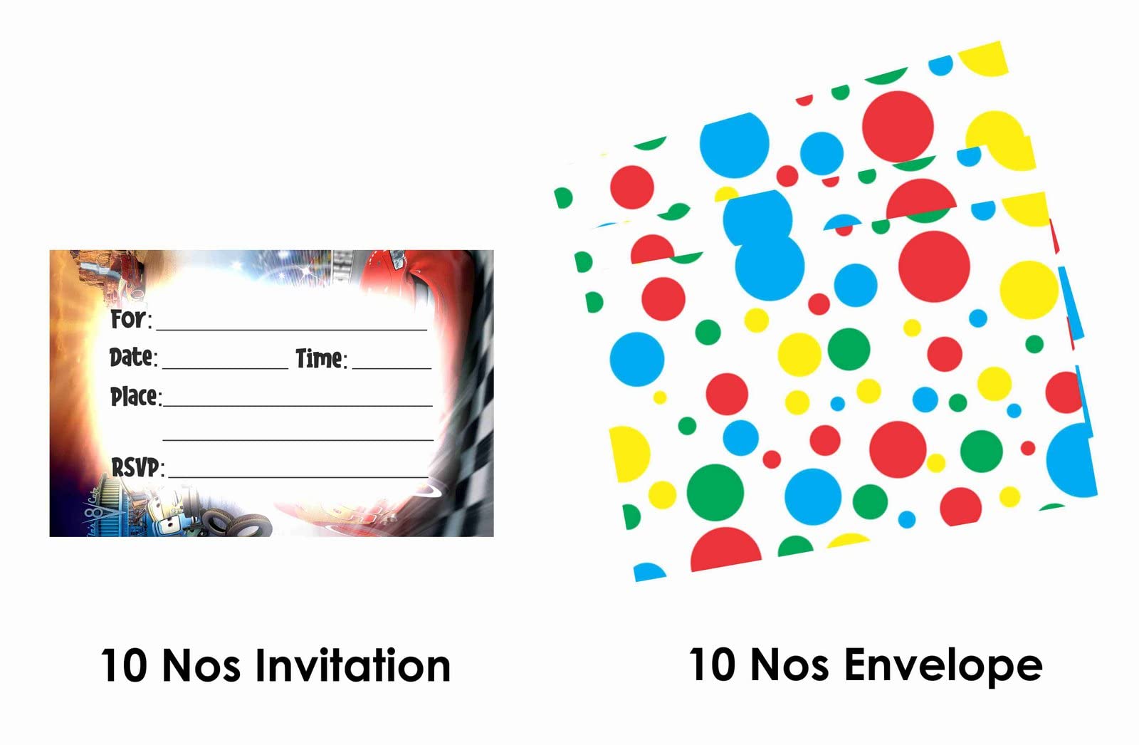 Balloonistics Car Theme Children's Birthday Party Cars Theme Invitations Cards with Envelopes - Kids Birthday Party Invitations for Boys or Girls(Pack of 10) - Image 5 thumbnail