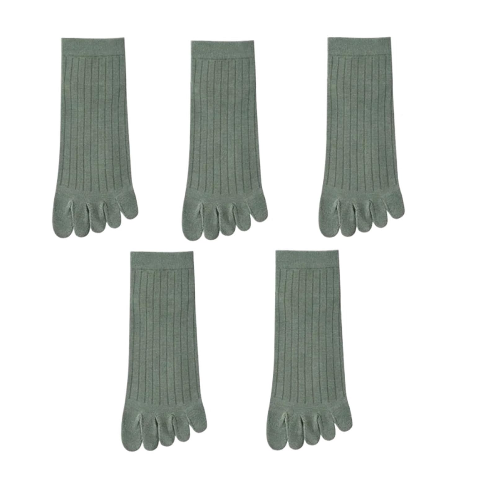 IRFHDCX Toe Socks 3/5 Pairs Five Finger Socks Breathable Ankle Short Thin Cotton Toe With Separate Fingers Sports(5 pairs Green)