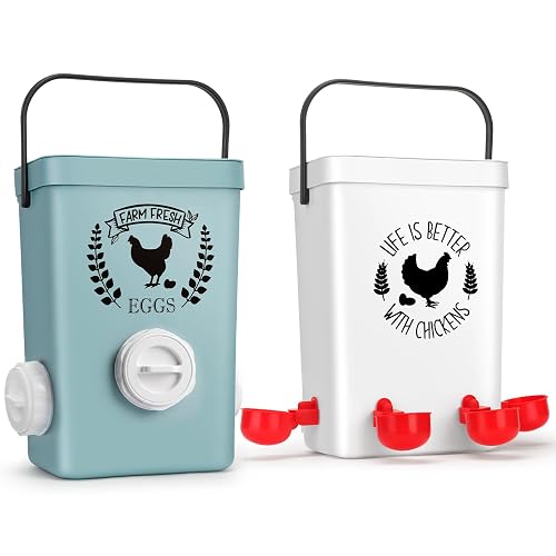 Tgeyd No-Waste Chicken Feeder & Waterer Set, 3 Gallon Automatic
