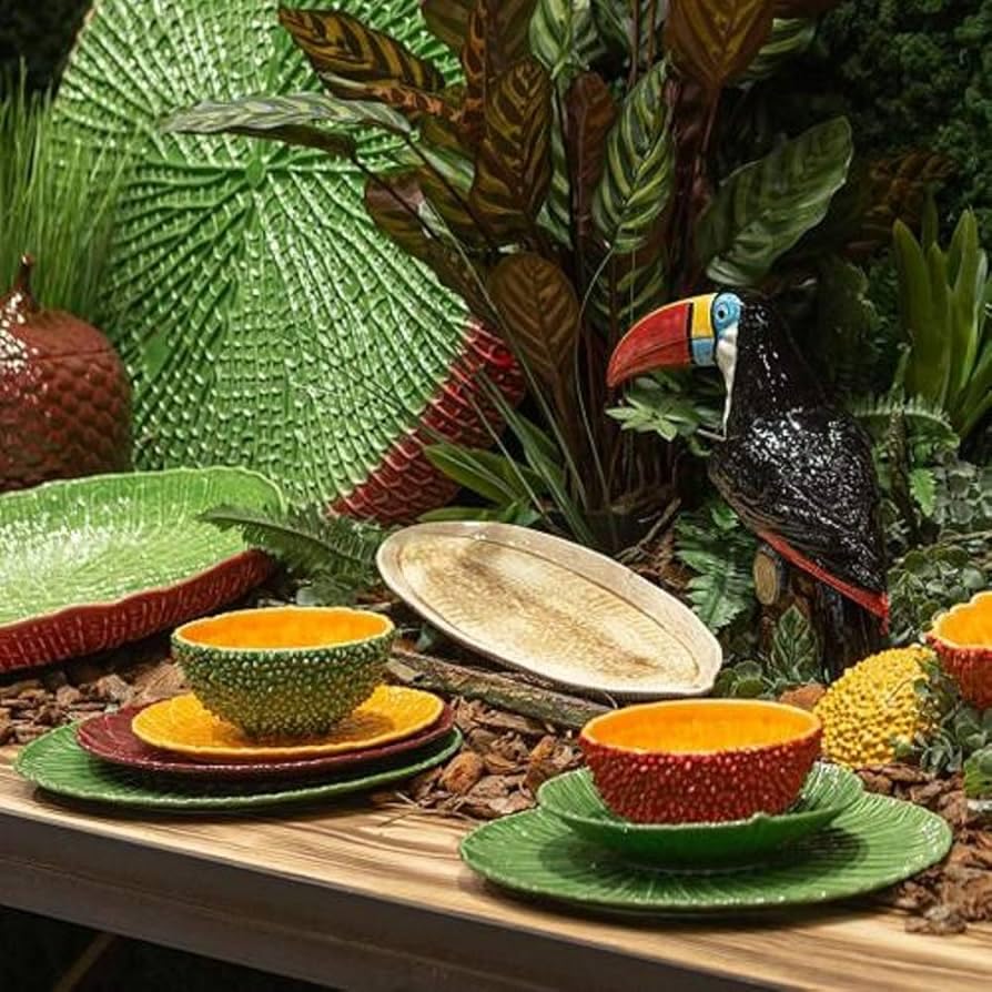 Set de 2 platos grandes Amazonia Bordallo Pinheiro verde miniatura 4