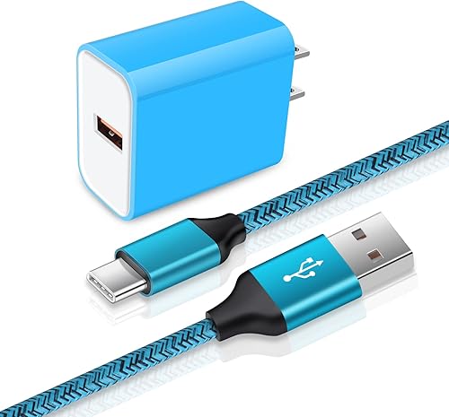 Cargador de pared rápido USB Android de 18 W con cable tipo C de 6 pies para Samsung Galaxy A17 S25 Ultra S25+ A16 5G A53 A13 A15 A14 A54 A25 A23