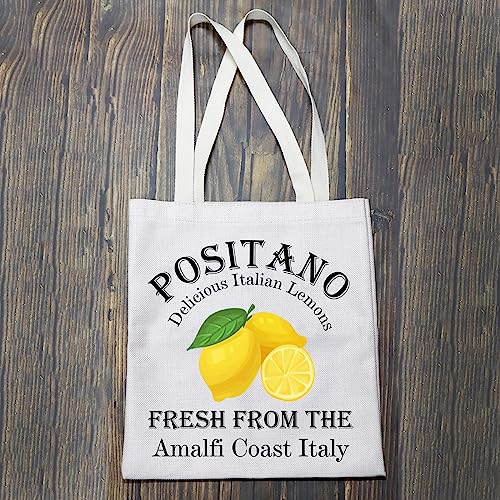 Bolso tote BLUPARK Islas italianas Positano con limones italianos frescos, bolsa de compras para viaje y regalo del sur de Italia miniatura 3
