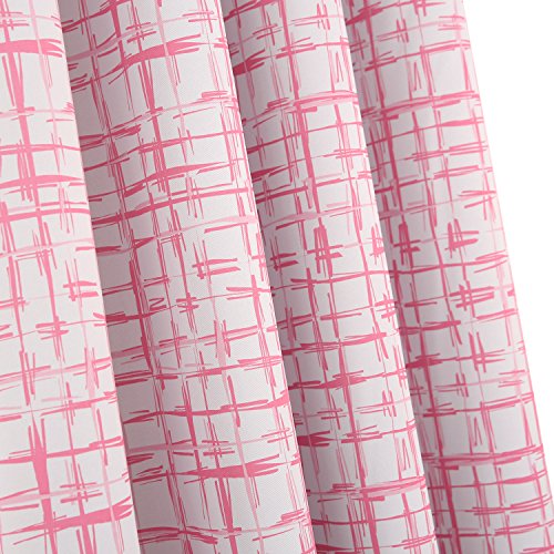 Image of Deconovo Decorative quare Sketch Print Curtains Darkening Thermal Insulated Blackout Panels for Living Room, 52W x 95L Inch, Pink