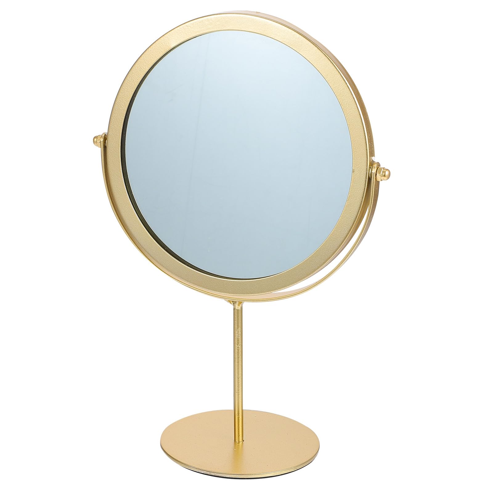 Miroir de maquillage rotatif en métal doré pour bureau