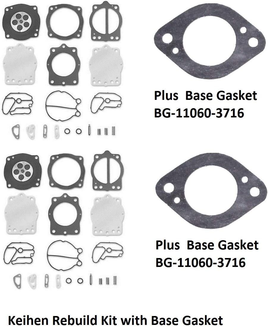 Carb Keihen Rebuild Kit with Base Gasket Compatible with Kawasaki 550 650 750 Ss Xi Js Ts Sc Sx (2Pack)