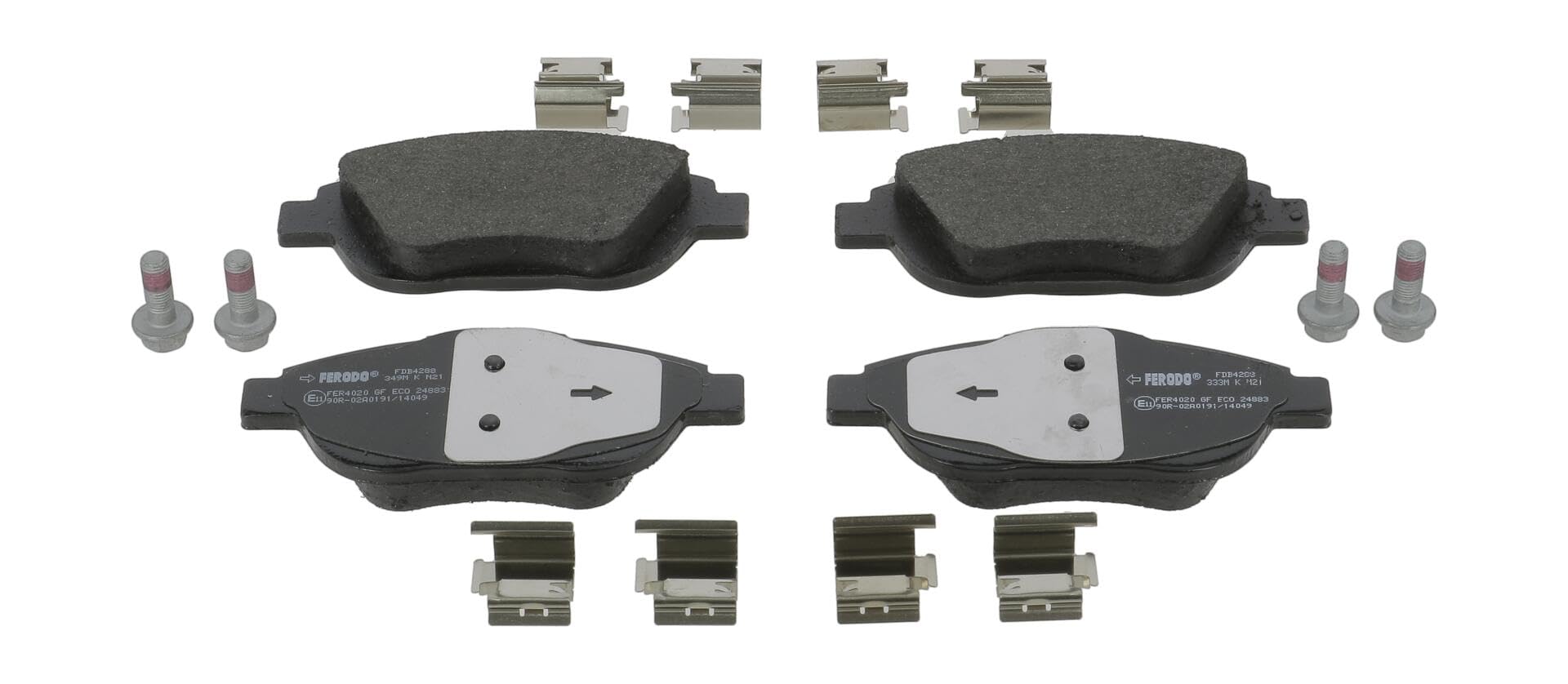 FERODO Juego de pastillas de freno Delantero no preparado para indicador de desgaste con accesorios FDB4288 Juego de pastillas de freno Compatible con PEUGEOT 2008 I A94, CU, CITROËN C3 II SC