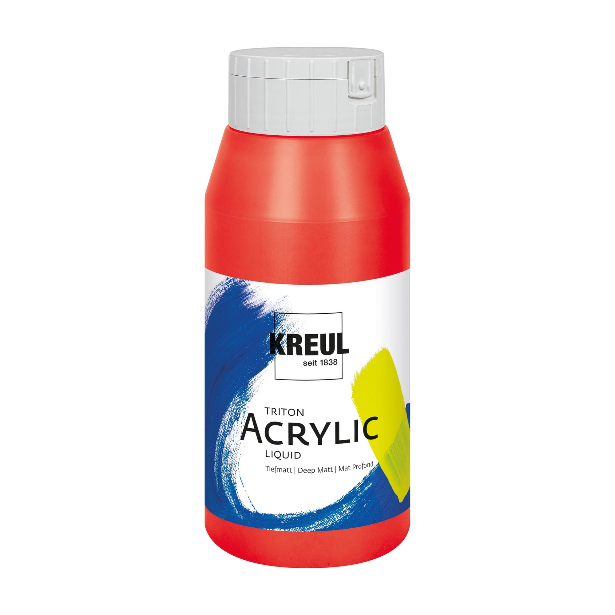 KREUL 17077 - Triton Acrylic Liquid Fränkisch Rot 750 ml, Hochwertige Künstler-Acrylfarbe in Studienqualität mit leicht fließendem Charakter, tiefmatt auftrocknend