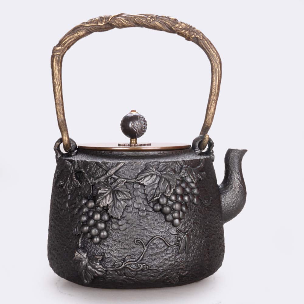PENFU Tea Pots, Cast Iron Iron Original Iron Harvest Fruit Japanese Iron Pot Southern Cast Iron Pot Uncoated Pig Iron Pot Iron 1.25L Home Decoration