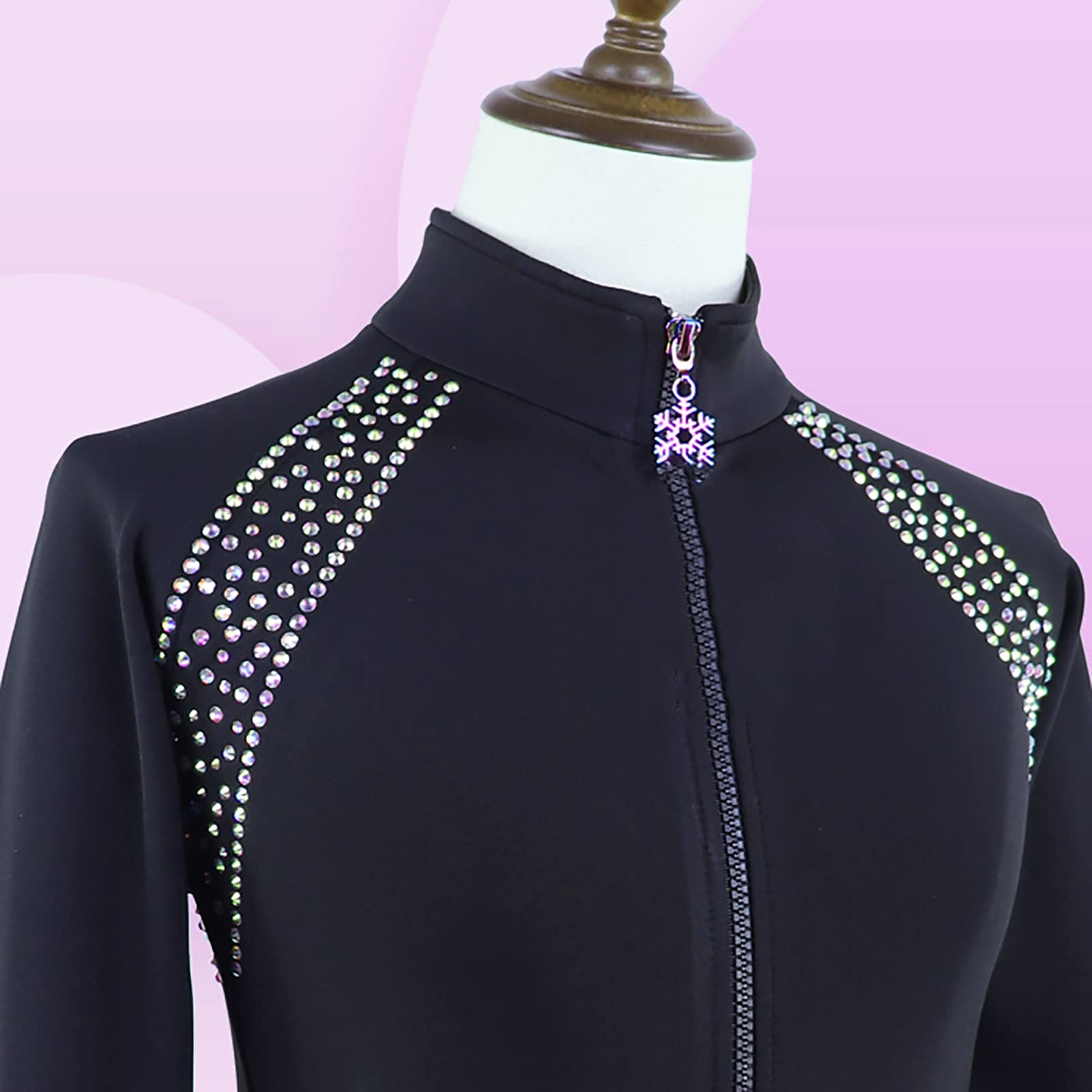 Pantalones de Patinaje Artístico con Diamantes de Imitación, Conjuntos de Chaquetas para Niñas y Niños Pantalones de Patinaje sobre Hielo(Size:XSG,Color:Arriba+Pant)