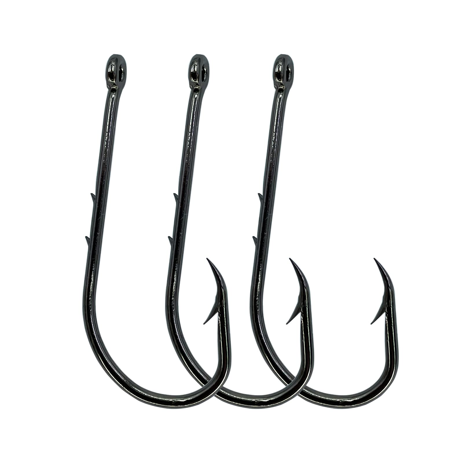 Cheerouters 100 Piece 5 Sizes 1/0-5/0 Offset Bait Holder Fishing Hooks Barbed Shank Beak Bait Holder Hook Offset with 2 Baitholder Barbs Jig Fish Hooks Red (Black)