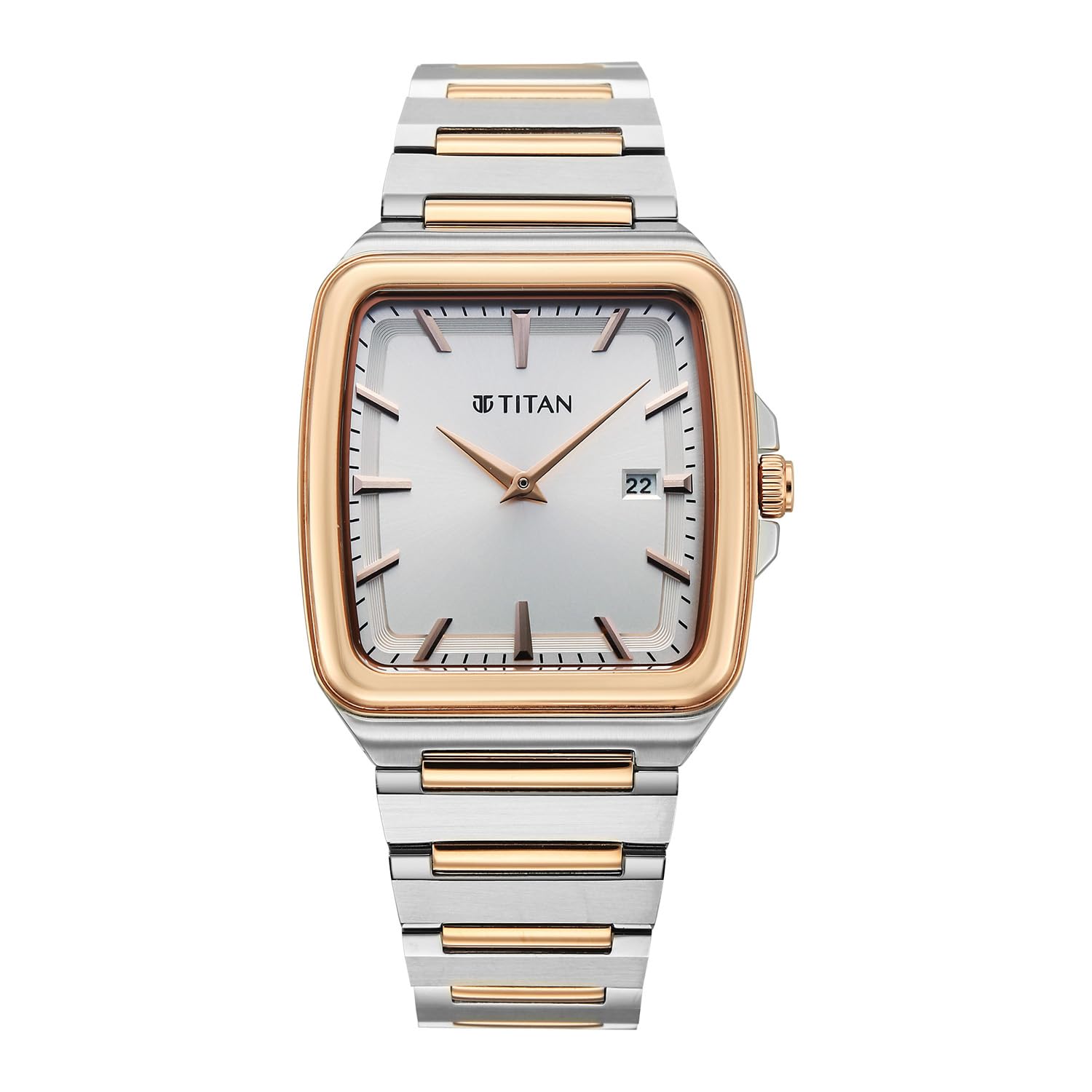 Classique sleekfit with Quartz Analog 2 Hands + Date@3H Silverwhite Dial Silver+Rose Gold Stainless Steel Strap Watch for Men - 90260KM01-image-17