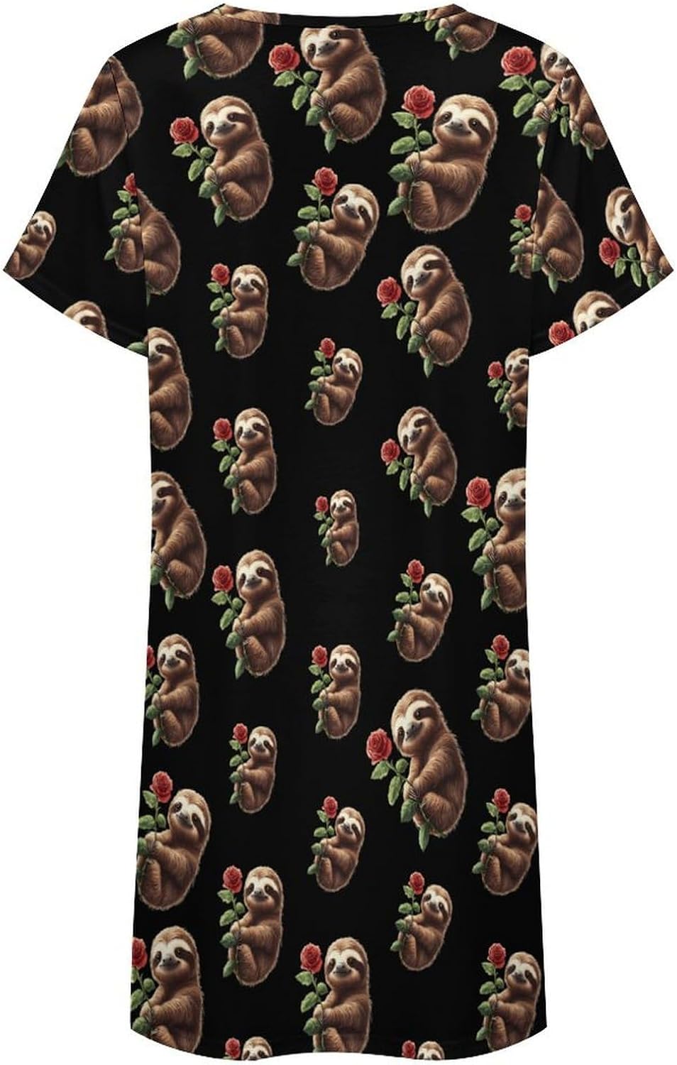 Sloth Rose Nightgowns for Women Short Sleeve Sleep Dress Casual Sleepshirt Night Gowns Pajamas