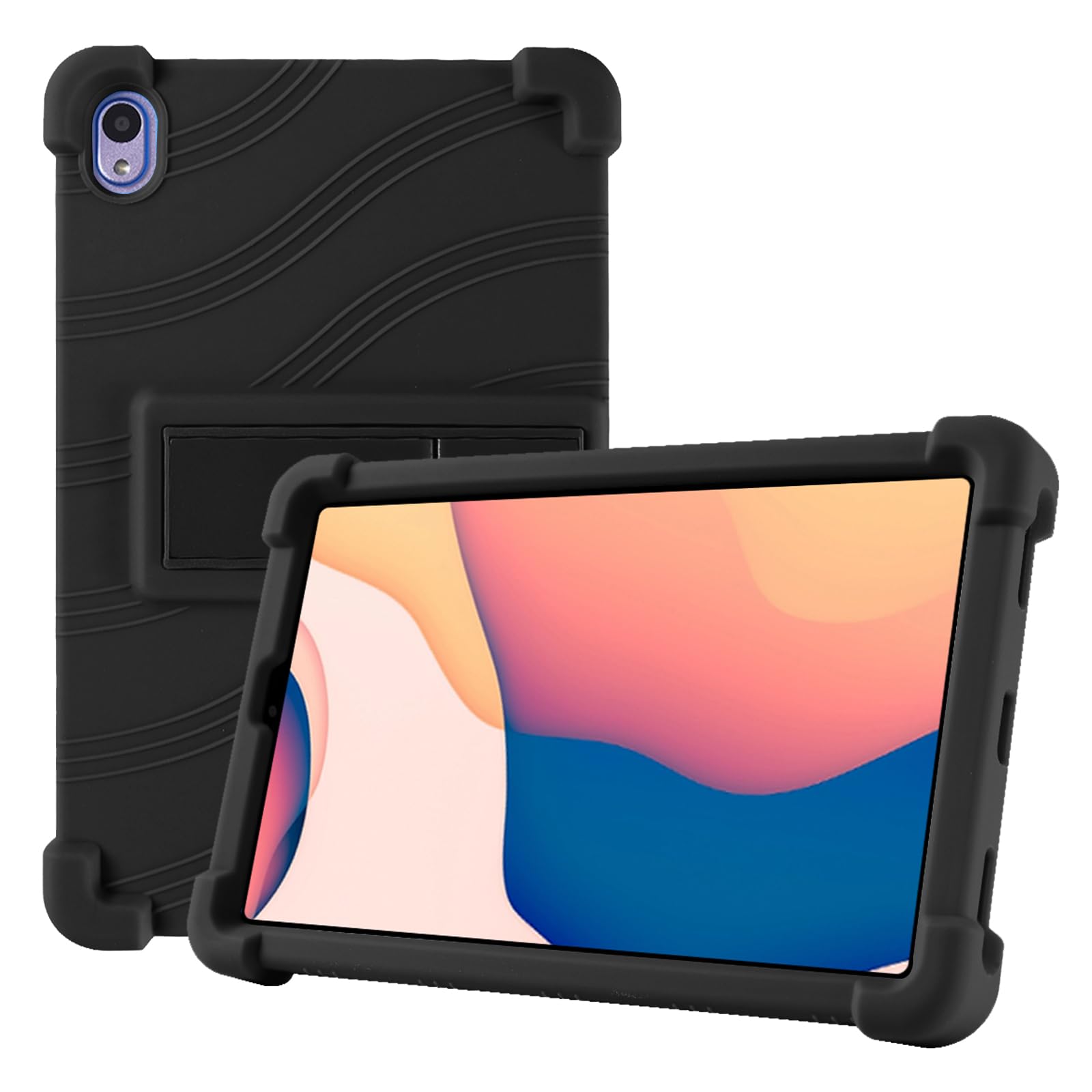 ONN - Funda para tablet infantil Gen 4 de 8 pulgadas, funda de silicona suave a prueba de golpes con soporte para tablet ONN Surf de 8 pulgadas de 4ª generación para niños (modelo: 100135923) (negro)