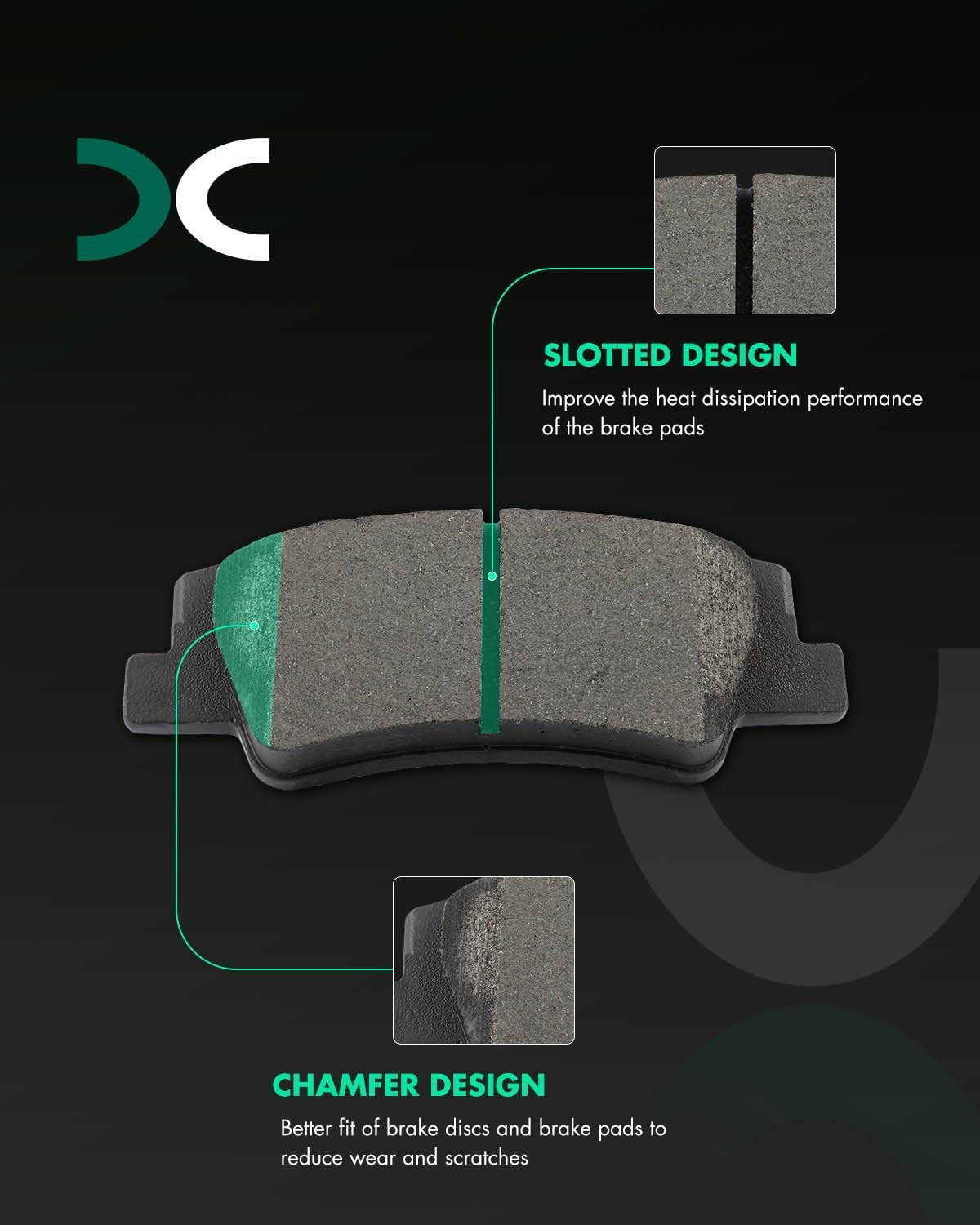 SCITOO D2299 Rear Ceramic Brake Pads Sets w/Hardware Replacement For Hyundai For Sonata 2020-2023,For Hyundai For Tucson 2022-2023,For Kia For K5 2021-2023,For Kia For Sportage 2023
