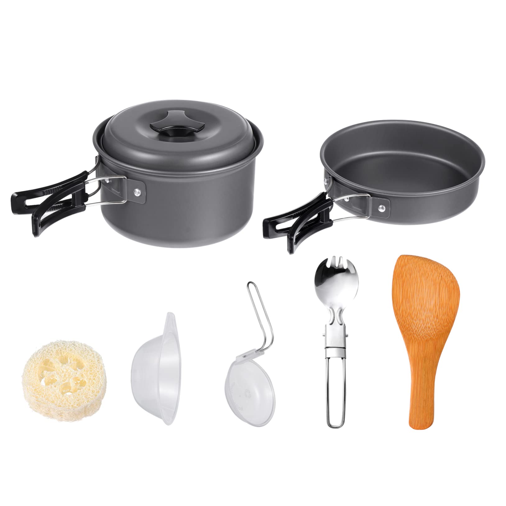 Mipcase Backpacking Cookware Set 2-Person Camping Pot and Pan Kit Portable Stove Outdoor Cooking Tools