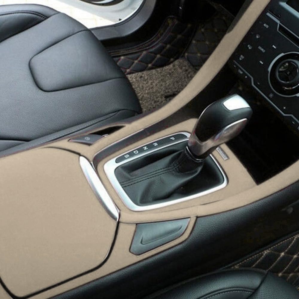 Blueshyhall Film pour voiture, tissu microfibre aspect daim film pour voiture, film tissu microfibre autocollant avec canaux d'air, film pour voiture intérieur tissu daim velours (beige, 75 x 152 cm)