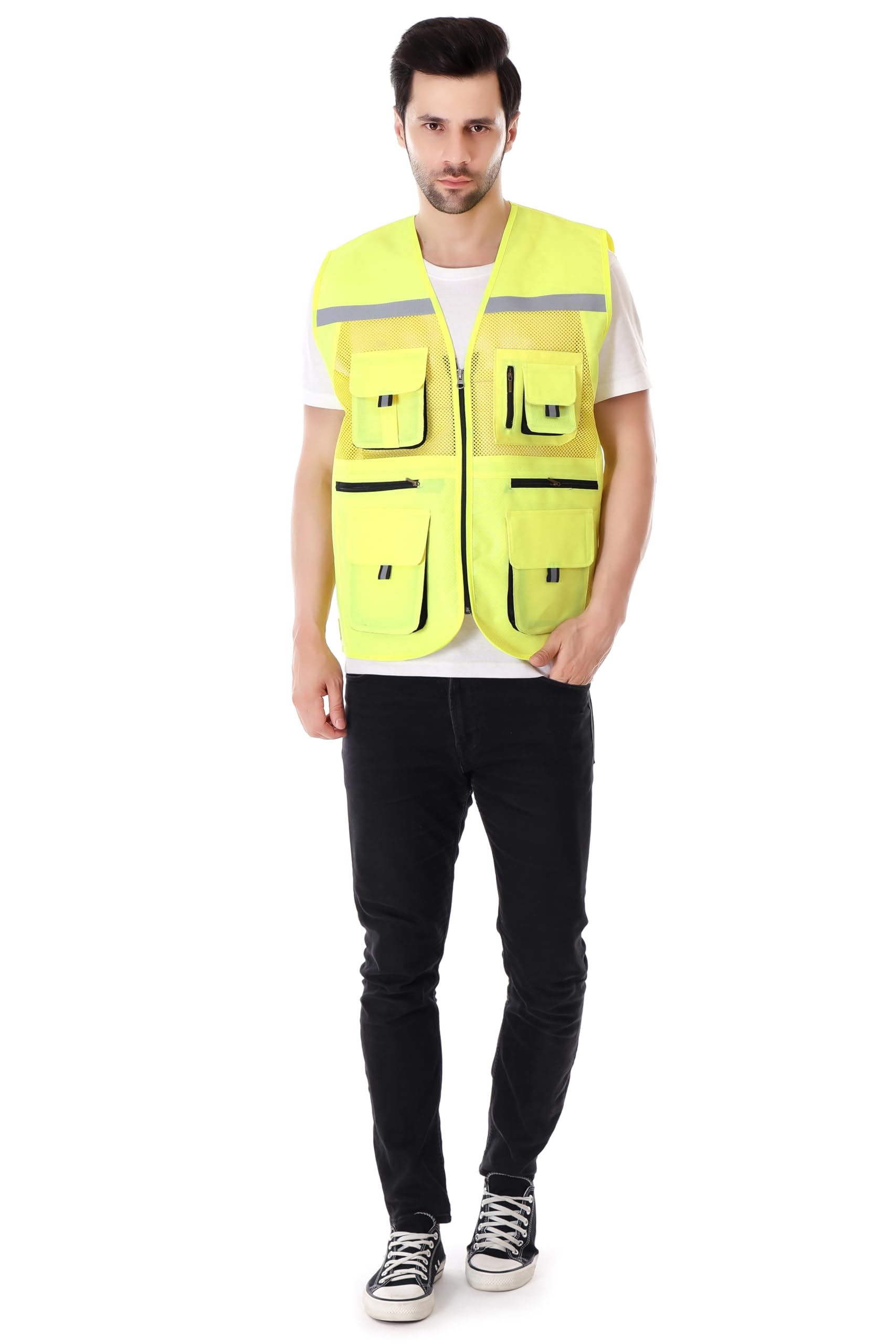 EVION Customized Reflective Safety Jacket ES-16200 Engineers safety vest labour safety jacket cycling safety jacket bikers Safety Jackets (Yellow) (B0CC56YJJS) Amazon Price History, Amazon Price Tracker