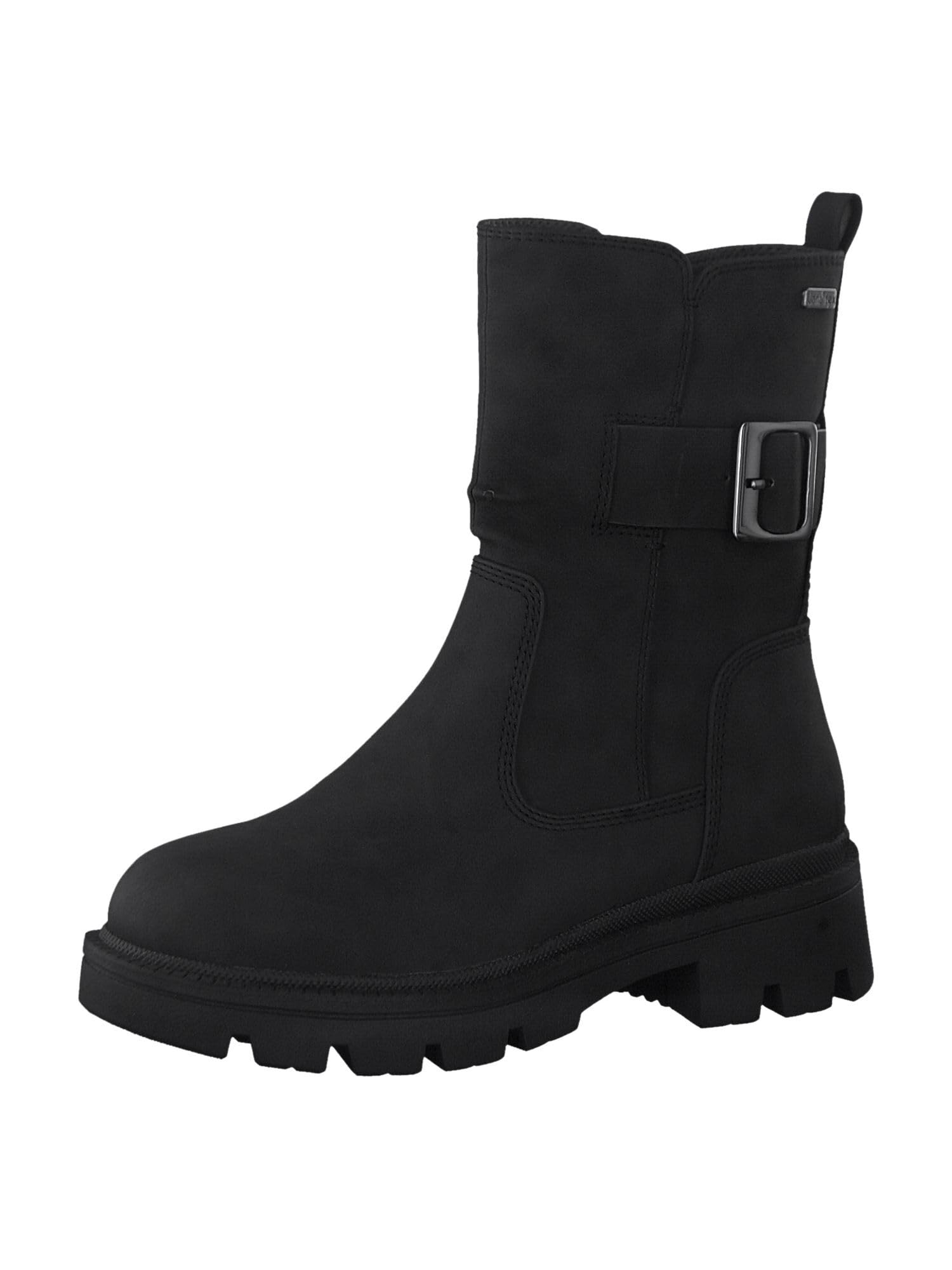 Jana Women’s Ankle Boots Flat Platform with Buckle Wide H Extra Width, Black, 4 UK