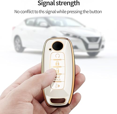 Miniatura 5 de Funda para llavero Nissan compatible con funda inteligente Rouge Pathfinder Versa 2023 2024 (color blanco vory), Blanco marfil.