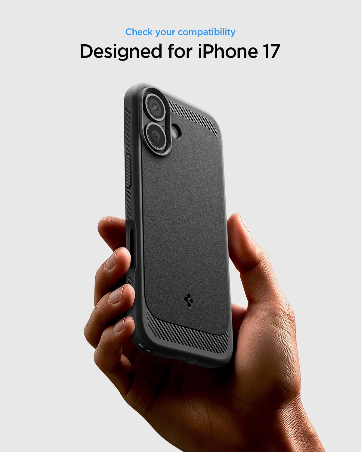 Spigen Funda para iPhone 17, Rugged Armor MagFit Compatible con MagSafe - Negro Mate