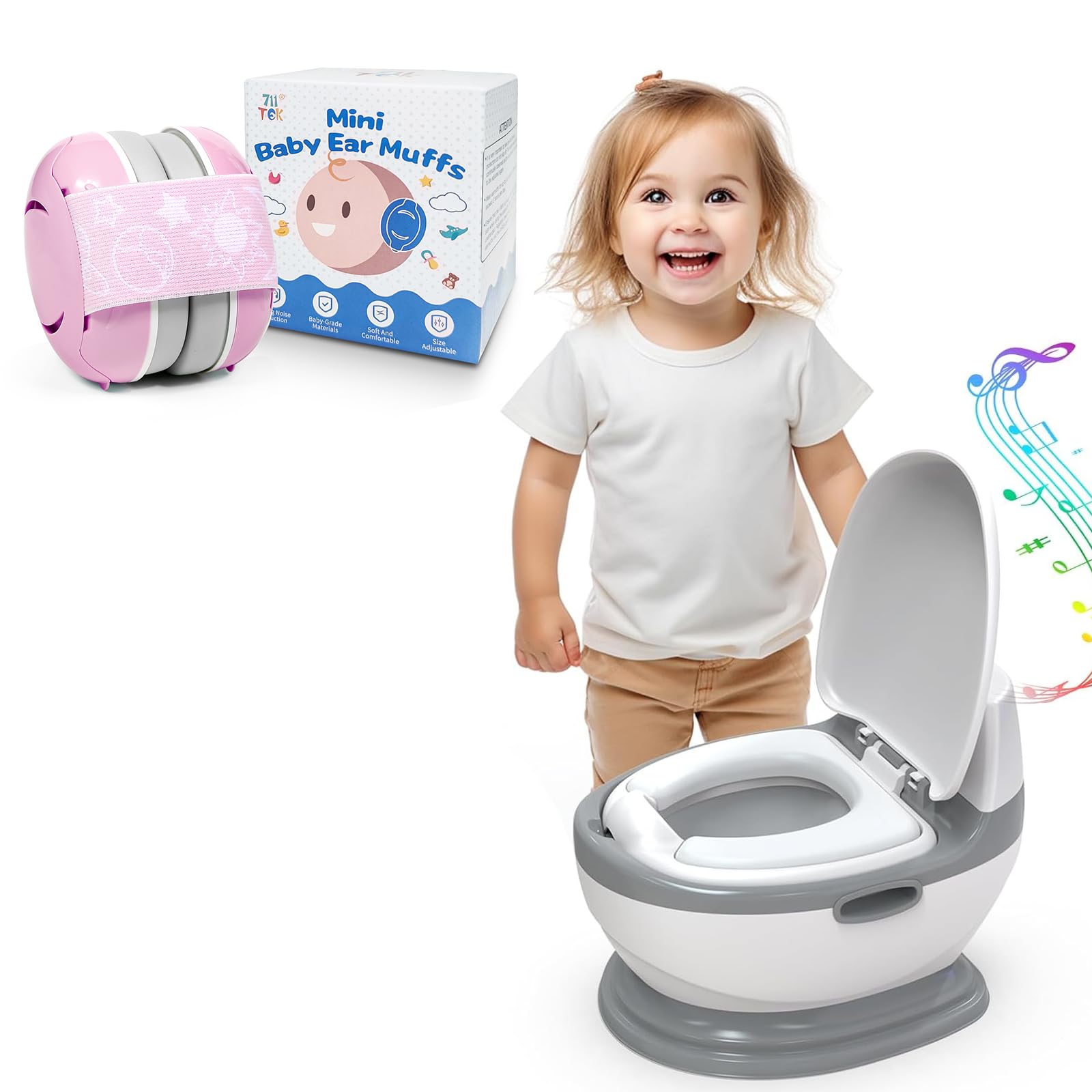 Potty Training Toilet & Baby Ear Muffs Pink