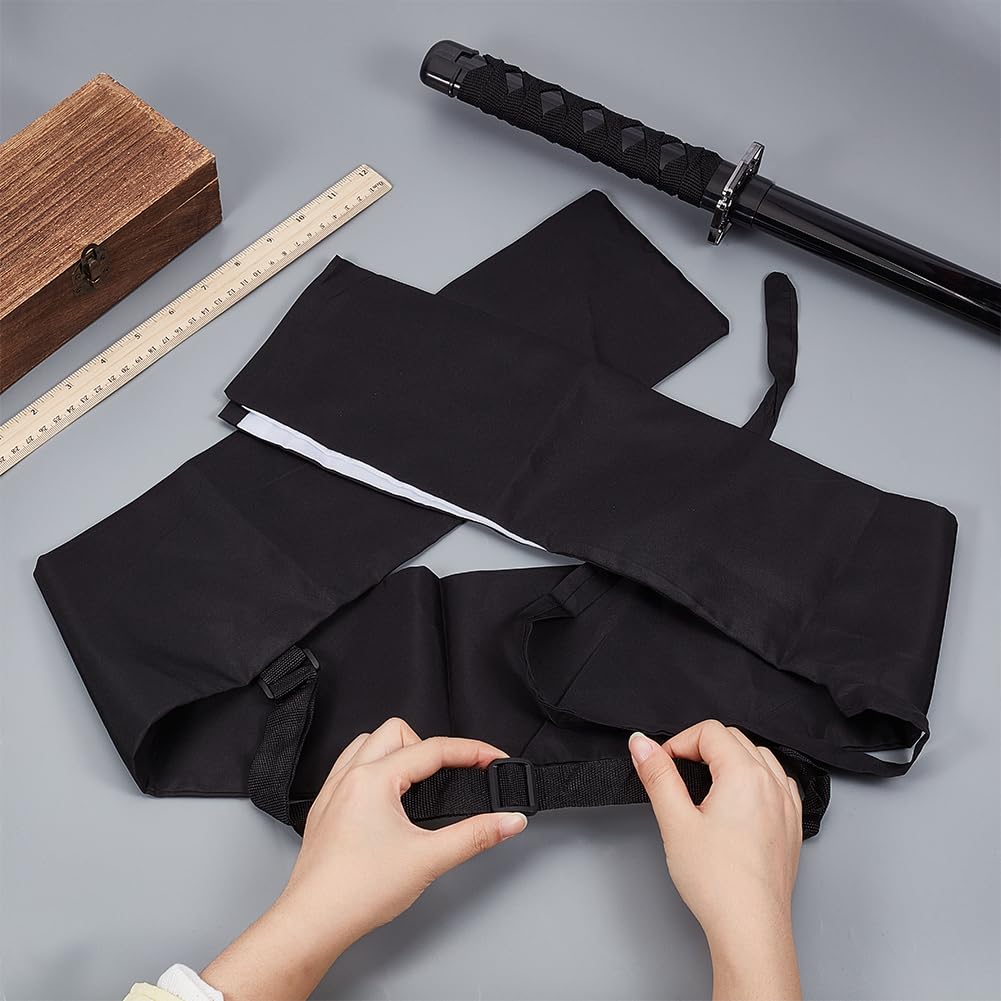GORGECRAFT Borsa da trasporto per spada, in poliestere, nera, Katana Ninja, custodia per il trasporto, borsa Bokken con tracolla posteriore regolabile, per costume da samurai, Halloween, cosplay