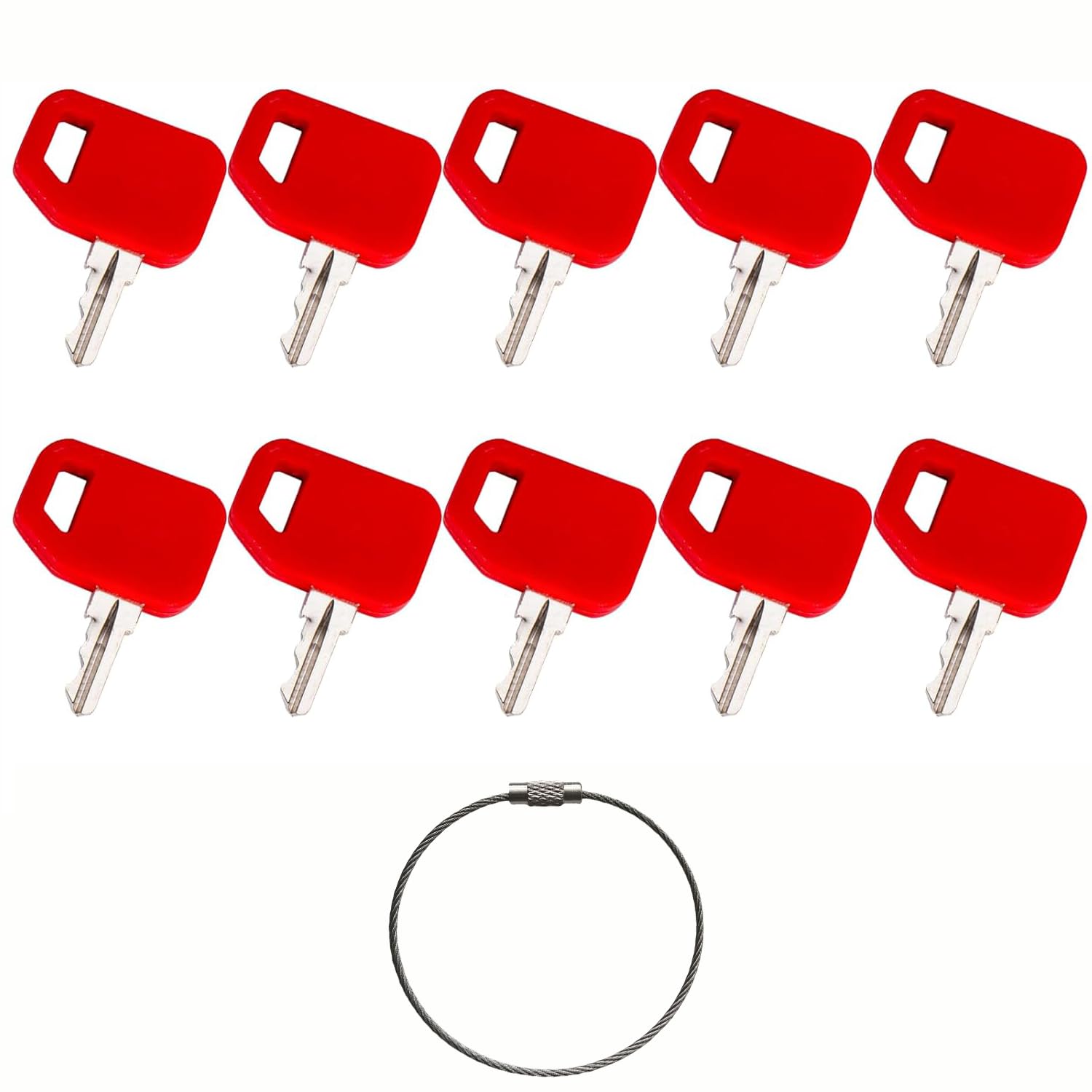 10 Pack AT195302 AR51481 Ignition Keys Compatible with Loader Backhoe Tractor 1200 210C 210LJ 250D 310A 310C 410B 410C 460E 550B 700H 710D 1050J