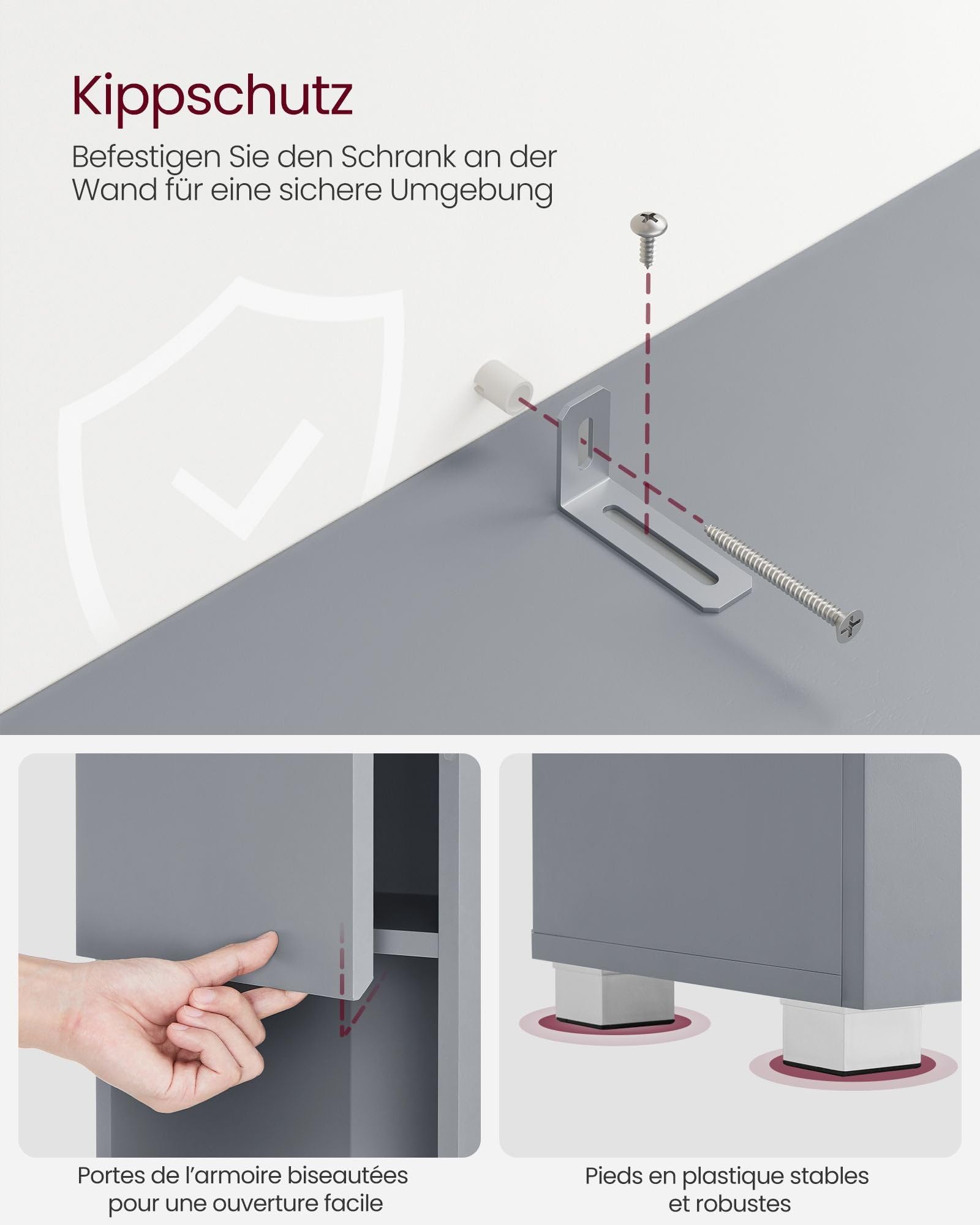 Helloshop26 - Armario para cuarto de baño, mueble de almacenamiento, columna, con cajón estantes ajustables, compartimentos 30 x 30 x 170 cm, color gris 12_0004019