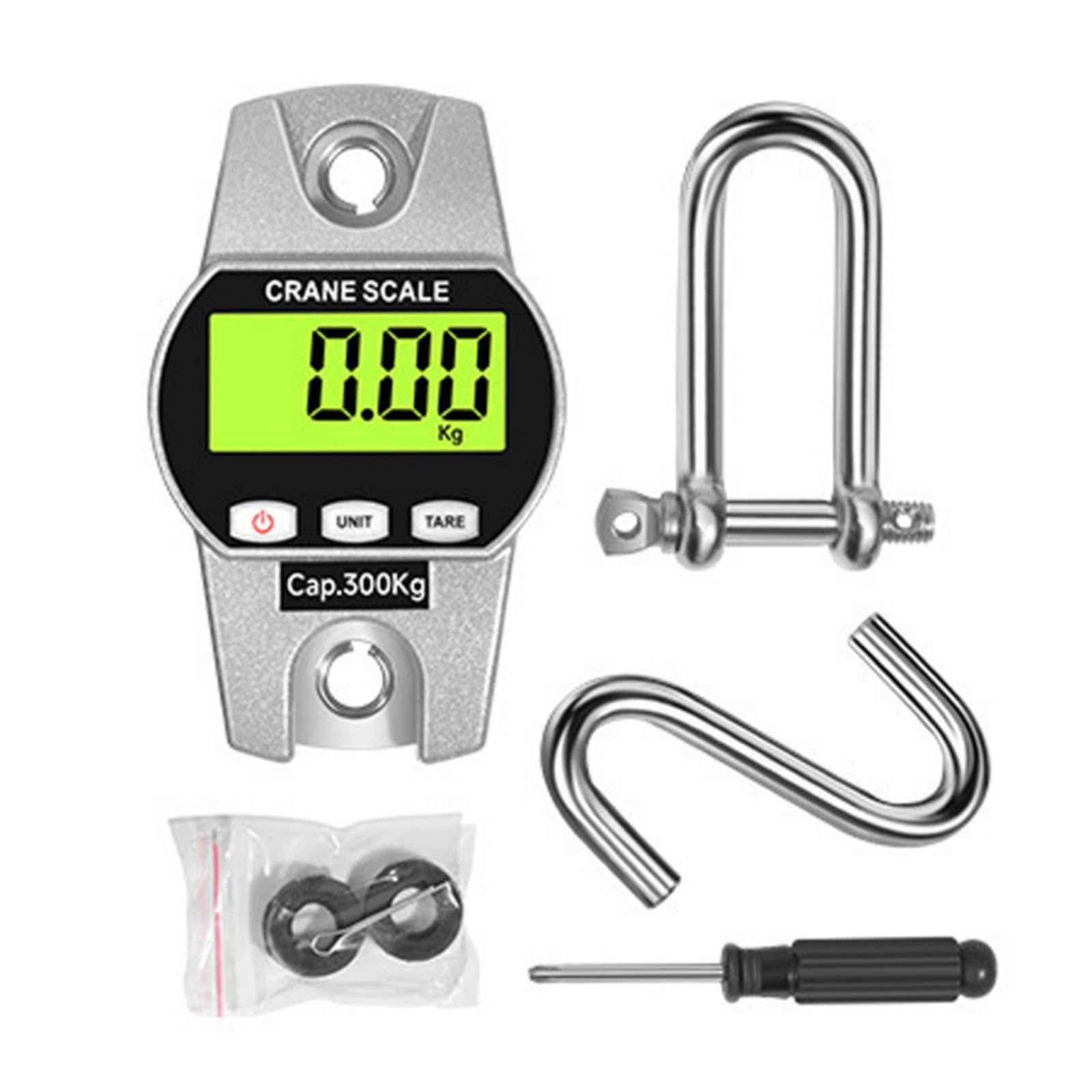 Carotoe Silver Lightweight Hanging Hook Scale With Lcd Screen And Easy Operations Ideal For Outdoor Work Industrial And Household Use High Accuracy Hanging Scale