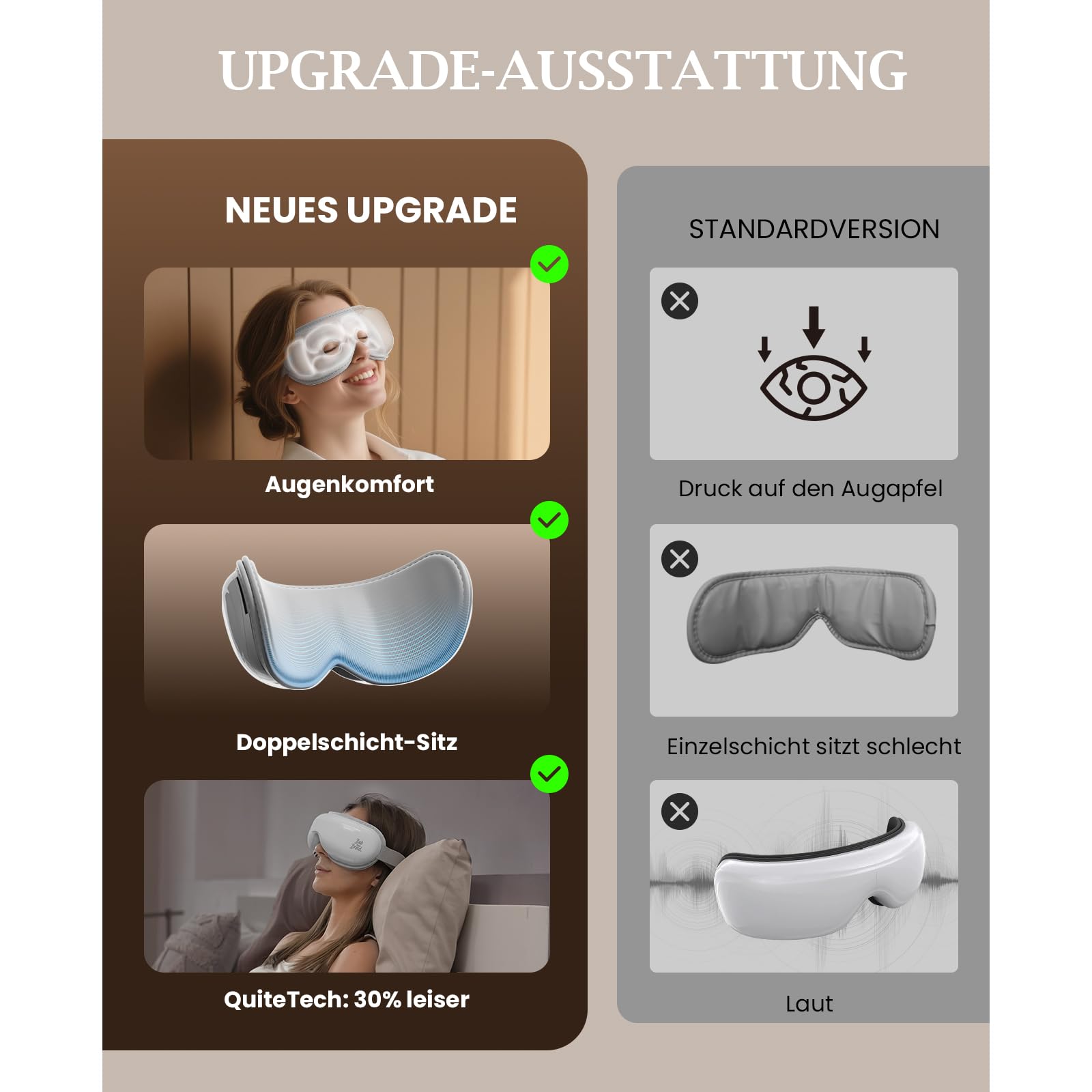 Bob and Brad Augenmassagegerät mit 40 & 45 °C Wärme, 3 Intensitätsstufen | Augen massagegerät mit Musik gegen Migräne, entspannt belastete Augen – Geburtstagsgeschenk für Frauen & Männer