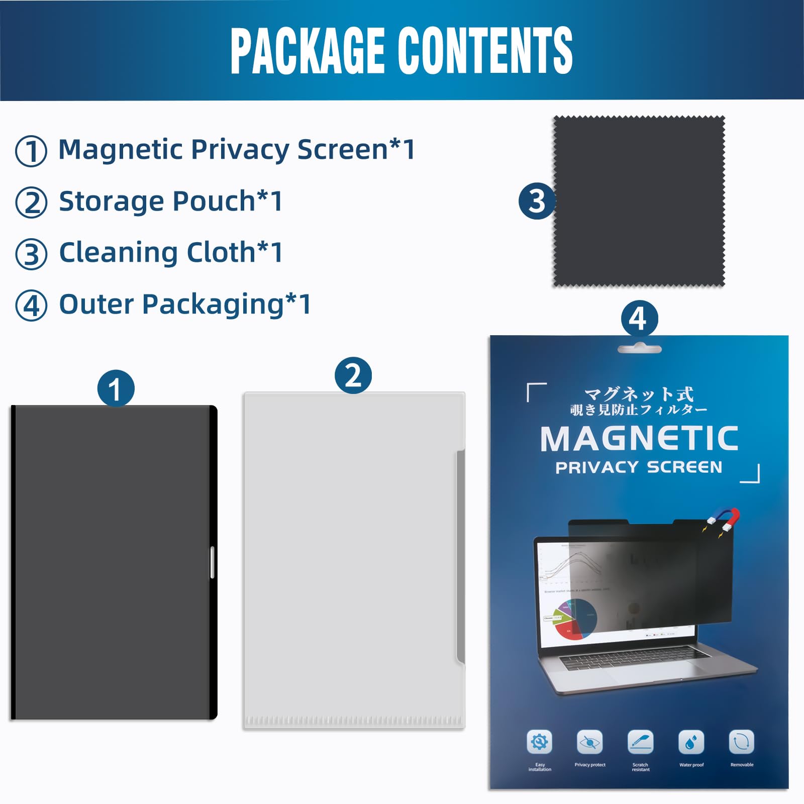Magnétique Filtre de Confidentialité pour MacBook Air 13,6/13 Pouces (2022-2026, M2 M3 M4 M5), Anti-Lumière Bleue & Reflet Filtre écran Confidentialité Amovible pour MacBook Air 13"