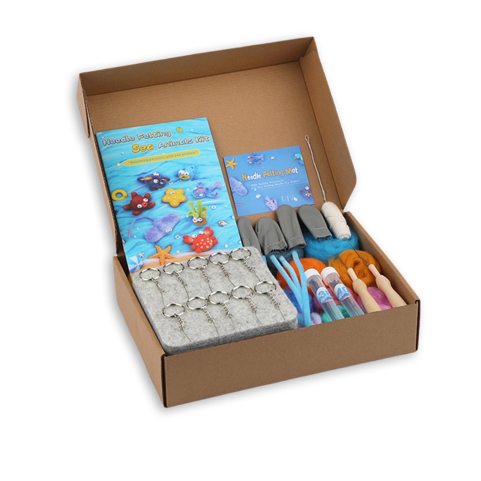 Tsophreniq Sea Creature Needle Felting Supplies for Beginner Sea Animal Needle Felting Set with Instruction Wool Roving Beginner