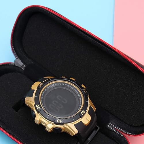 Vista 4 de ULTECHNOVO Caja de almacenamiento de relojes para hombre, caja de reloj EVA con cremallera, a prueba de golpes, bolsa de joyería sin reloj