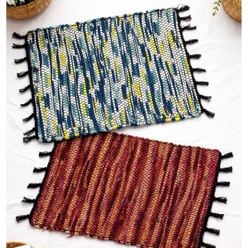Image of Door Mat | Anti-Skid Trapper Rectangular Mat for Door Entrance 22x15 Inch | Floor Mat for Home Entrance | Multicolor Door Mat | Pack of 2.