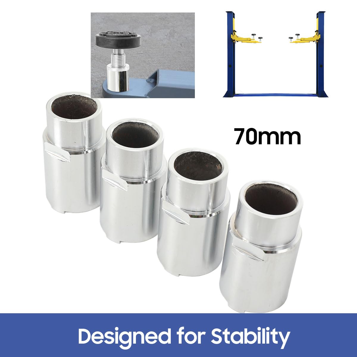 Erhöhungssäule für Autohebebühne, Erhöhung der Hebebühne, 4 pcs Ø50mm Aufnahme-Erhöhung Transportererhöhung für Hebebühne, höhenverstellbare Beine, H 100mm=70mm+30mm