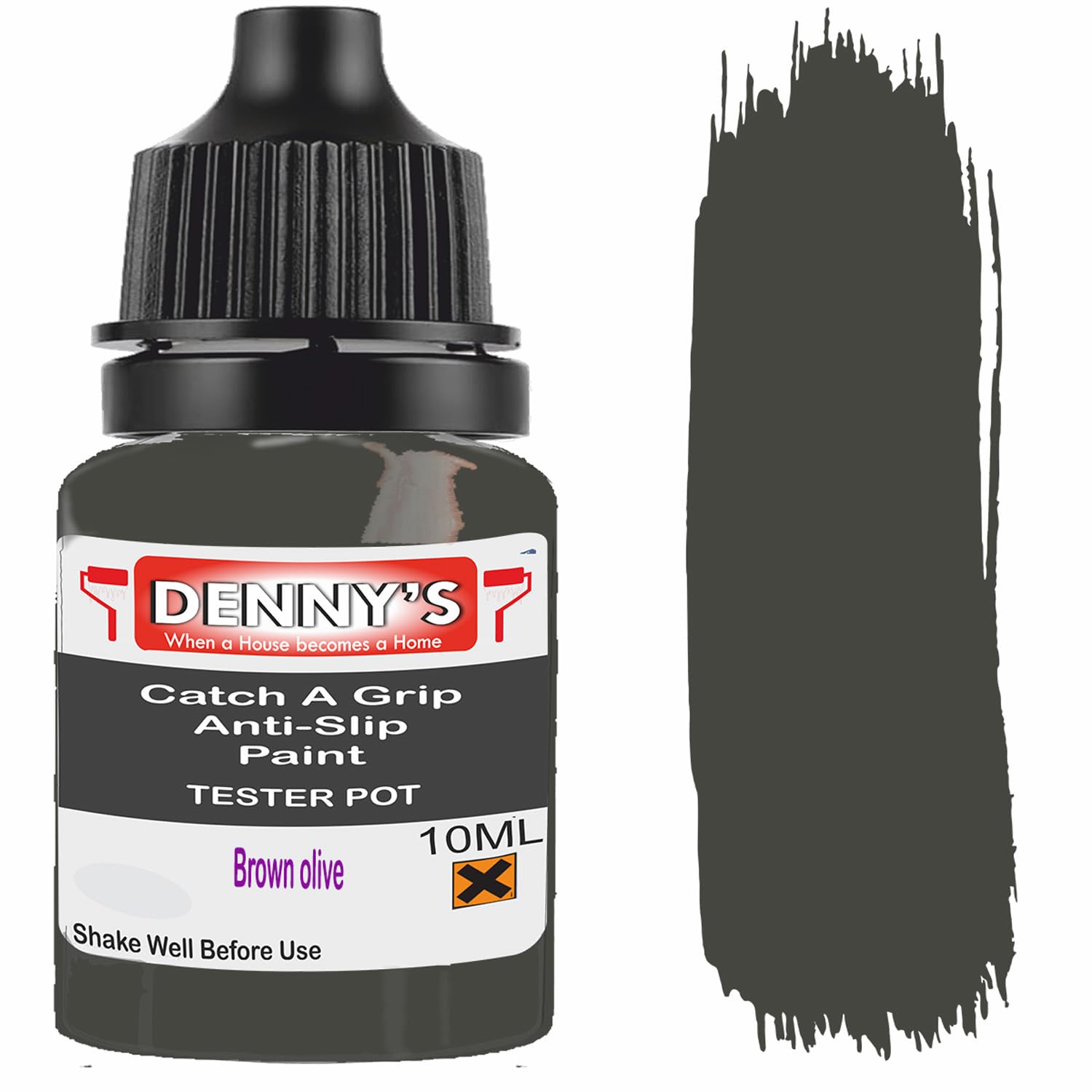 Catch A Grip Anti Slip Floor Paint โ Non Slip Coating for Steps, Railings & Garages โ 170 Colours, High Adhesion, Quick Dry, Multiple Sizes (Brown olive, 10ml Tester Pot)
